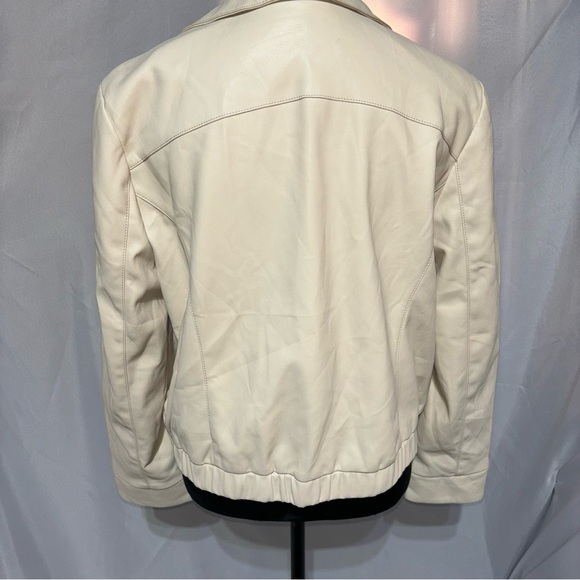 INC International Concepts Moto Cream Faux Leather One Snap Jacket Size L - Picture 2 of 11